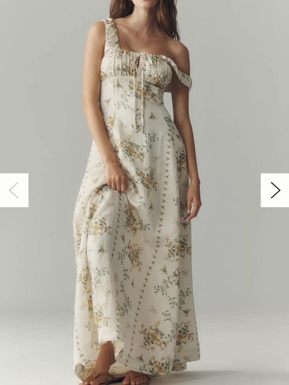 CAROLINE CONSTAS New York Yellow Floral Tie-Front Maxi Dress size small